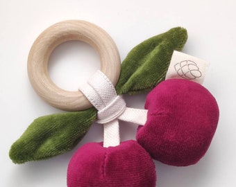 Cherry creative toy | fruit toy | organic cotton soft toy | fruit rattle |cherries | cherry rattle | cherry | sensory toy