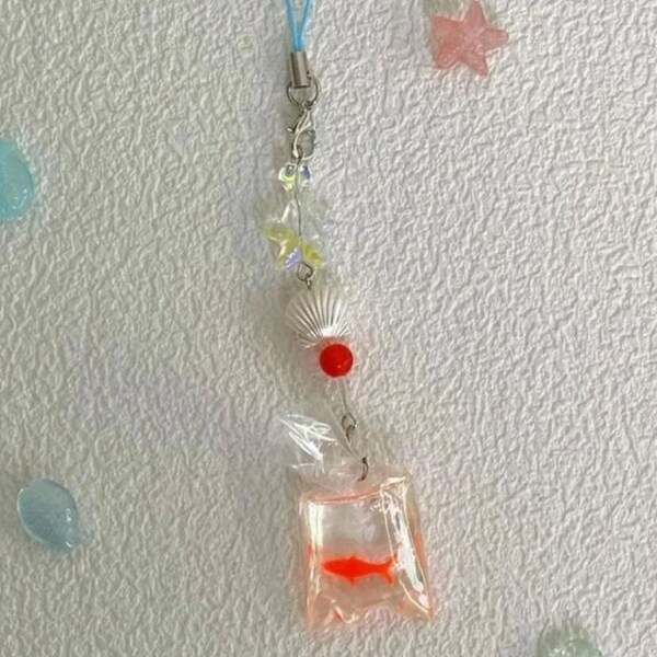 preorder goldfish seashell phone charm | phone strap retro | cute phone charms pendant