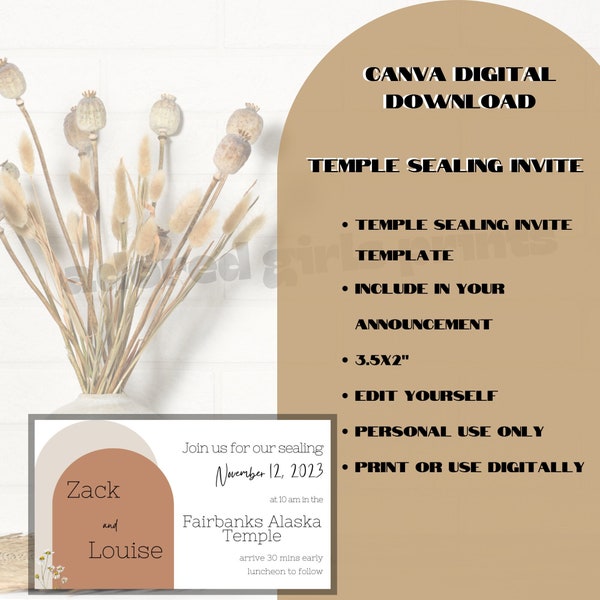 Temple Sealing Invitation Template Etsy