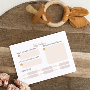 Jeux de baby shower arc-en-ciel, prédictions de bébé à téléchargement immédiat, statistiques sur le bébé, 6 x 4 pouces, modèle de jeux de shower de fille, cadeau