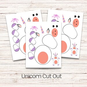 Unicorn Cut Out, Cut and Glue, Arts and Crafts Printables