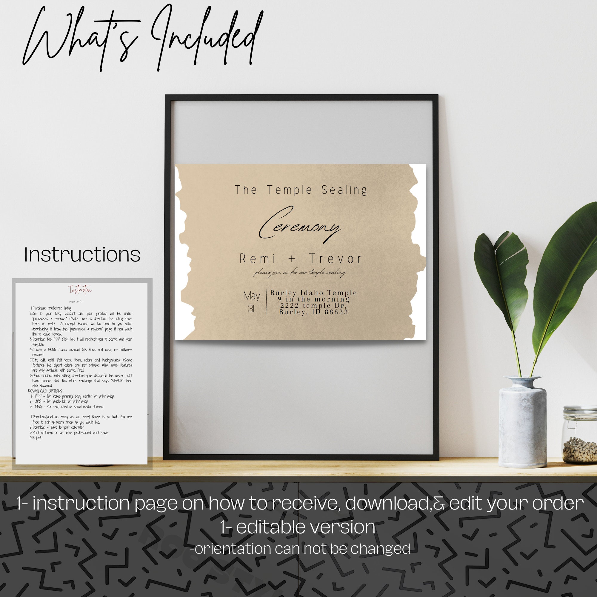 Temple Sealing Insert, LDS Sealing Invite, Temple Wedding Card, Digital