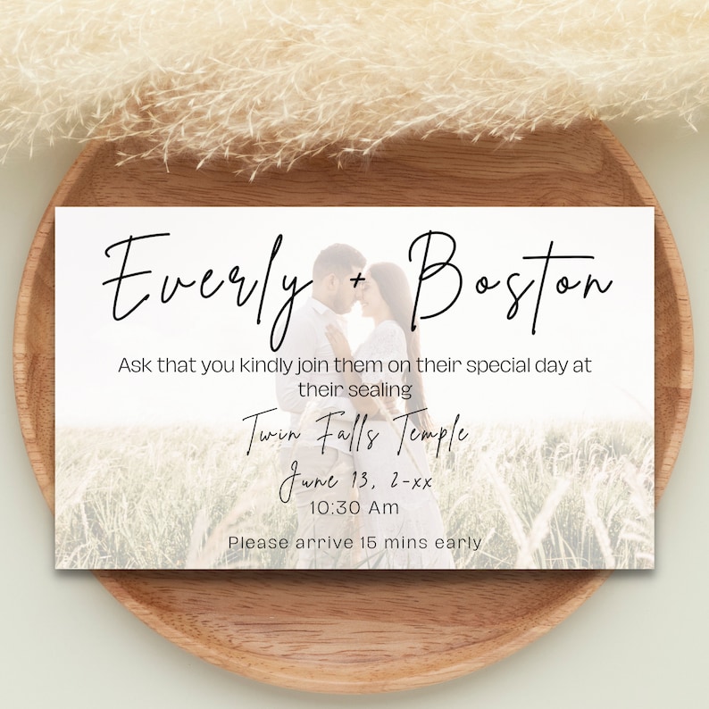 Temple Wedding Invitation Print Out, LDS Sealing Invite, Photo