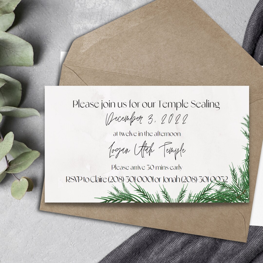 Winter Temple Sealing Insert, Christmas Wedding, Digital Sealing