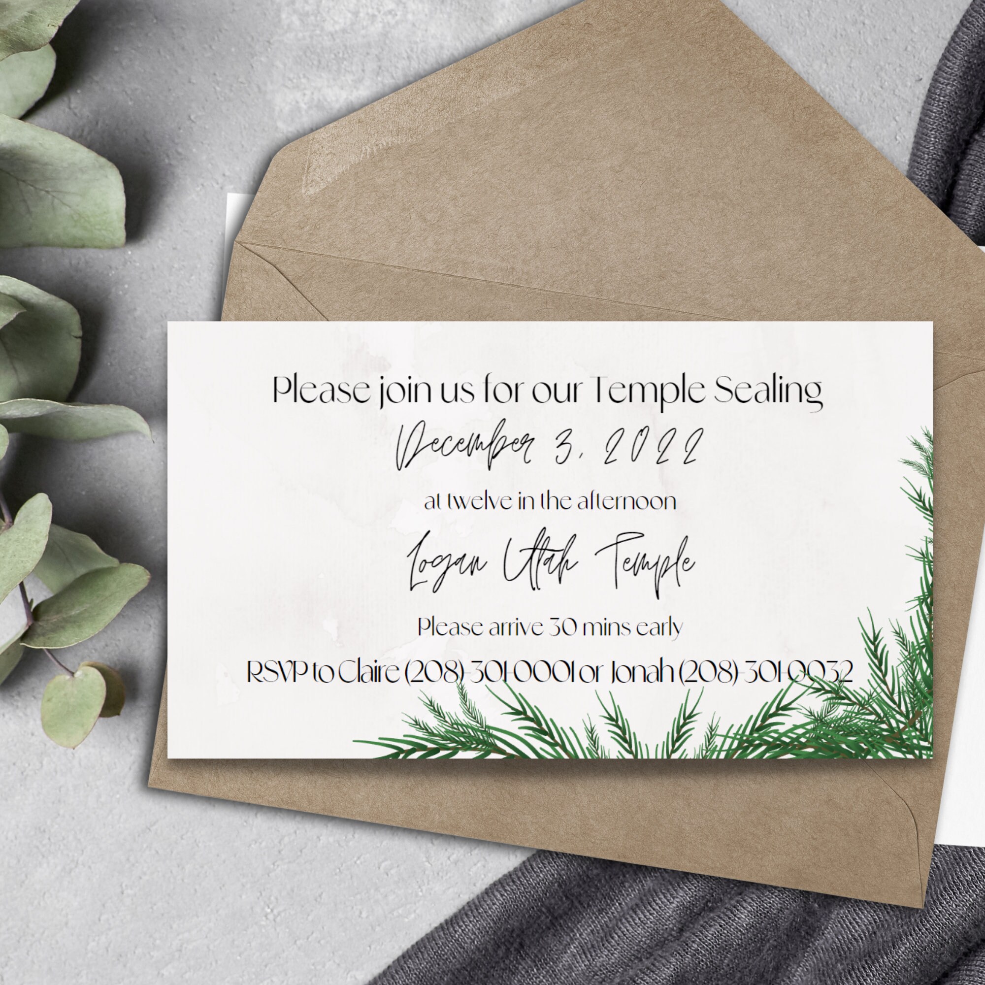 Winter Temple Sealing Insert, Christmas Wedding, Digital Sealing