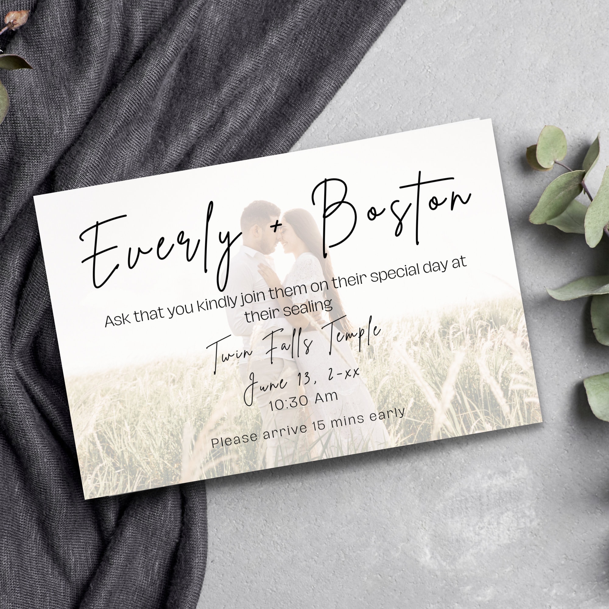 Temple Wedding Invitation Print Out, LDS Sealing Invite, Photo ...