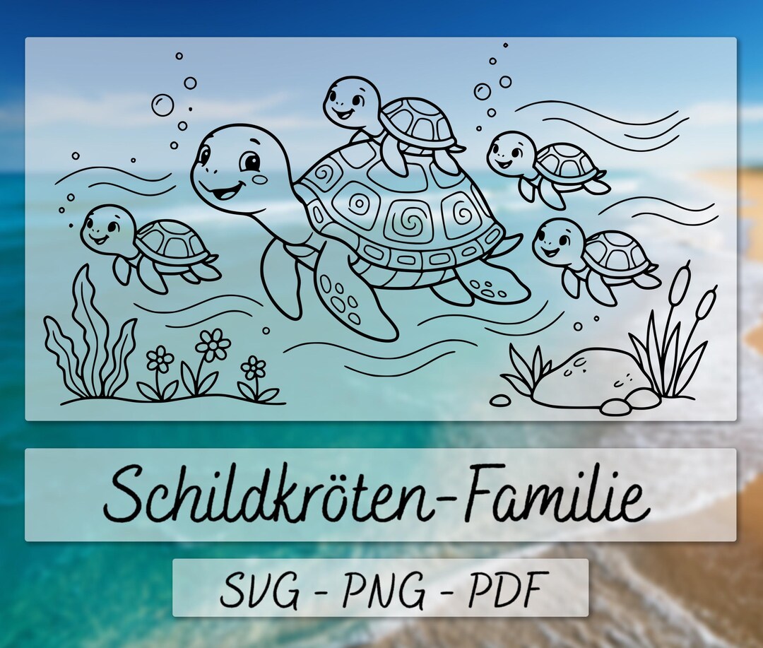 Family Turtle Graphics SVG PNG PDF Turtle Family, Clipart Children, Ocean Animals, Commercial ...