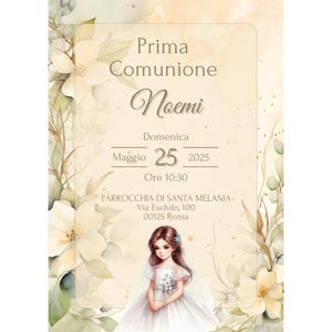 Invito Digitale Comunione Bambina - Ragazza