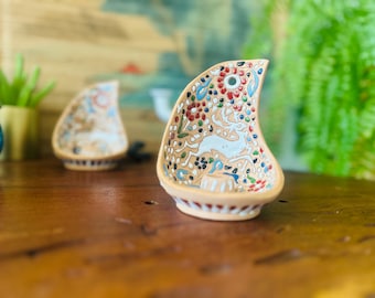 Vintage | Greek Pottery | Wall Sconce | Candle Holder | Folk Art | Deer | Bright Colors | Ciasiranis Keramik | Made in Greece | Red
