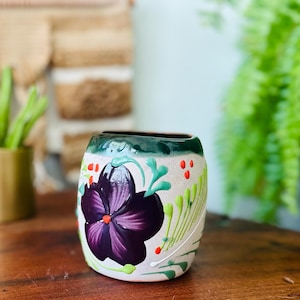Jahrgang | TONALA | Blumen | Steingut | Tasse | Mexikanische | Volkskunst | Keramik | Mexiko | Handbemalt