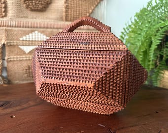 Antique | Depression Era | Tramp Art | Folk Art | Masculine | Hand Made | Wooden | Jewelry | Dresser | Box | Cabinet