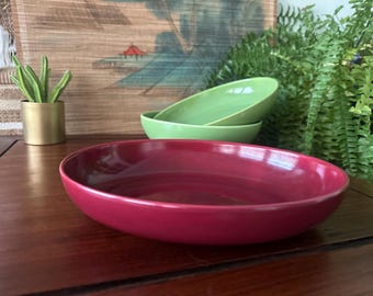 Vintage | Santa Anita Ware | California Modern | Oval | Serving | Vegetable | Bowl | Maroon Oxblood Red | 1940’s 1950’s  Pottery | Colorware
