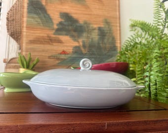 Vintage | Santa Anita Ware | California Modern | Oval Covered Casserole | Lidded | Gray | 1940’s 1950’s | California Pottery | Colorware