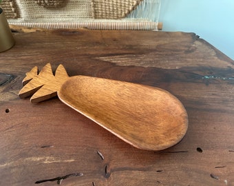 Vintage | Small | Serving Platter | Monkey Pod Wood | Pineapple Shaped | Tiki | Charcuterie