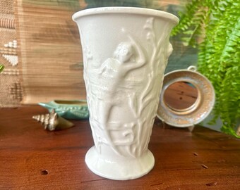 Vintage | Mermaid | Sprite | Nymph | Under the Sea  | Vase | Flower | Blanc de Chine | Chinoserie | Made in Japan