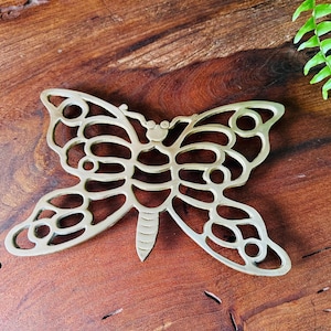Vintage Brass Butterfly Trivet - Dining - Kitchen - Table