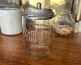 Antique | Edwardian | Meredith and Drew Limd | Advertising | Biscuit | Jar | Apothecary | Glass | Canister | Counter Display | circa 1900
