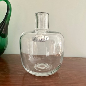 MCM |  Vintage | Blenko | Clear | Glass | 6424 | Candle Vase | Silver Foil Label | 1960’s
