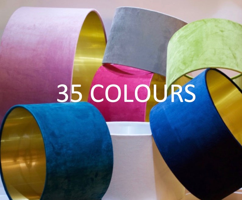 35 COLOURS Velvet Lampshade With Brushed Gold Lining Etsy UK