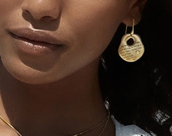 Shema Israel Earrings: 24k Gold Plated Sterling Silver Jewish Prayer Jewelry
