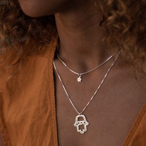 925 Sterling Silver Hamsa Hand Pendant with Hebrew Abundance Inscription, Good Luck Charm, Religious Gift, Handmade from Israel