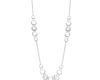 Sterling Silver Long Link Necklace: Minimalist 925 Chain Jewelry, Gift for Mom