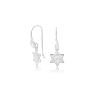 925 Sterling Silver Star of David Dangle Earrings, Jewish Symbol Drop Earrings, Religious Earrings, Hebrew Spiritual Jewelry, Gift for Her