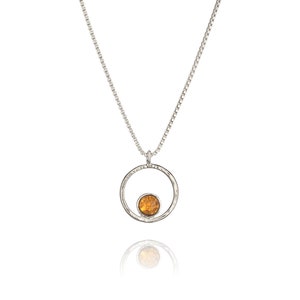 Sterling Silver Gemstone Circle Pendant Necklace: Spiritual Jewelry