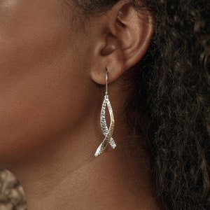 Hammered Sterling Silver Dangle Earrings: Kitchen Utensil Design