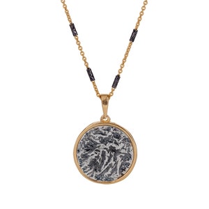24k Gold Plated Large Medallion Pendant, Round Pendant Necklace, Symbolic Jewelry, Textured Center Pendant, Boho Style Necklace, For Women