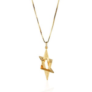 SUPPORT ISRAEL, 24-karaats vergulde magen David-bedel, Joodse sterketting, 3D-ketting Davidster, beschermingssieraden, Kabbala-sieraden