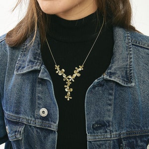 24k Gold Plated Orchid Flower Necklace, Elegant Floral Pendant Jewelry, Gift for Her, Dainty Floral Botanical Necklace, Boho Jewelry