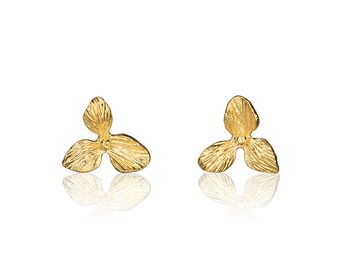 Brincos de orquídea banhados a ouro 24k, prata de lei,