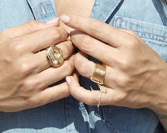 24k Gold Plated Shema Yisrael Ring: Jewish Prayer Ring with Pearl
