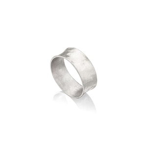 Hammered Sterling Silver Wide Band Ring: Boho Stackable Jewelry