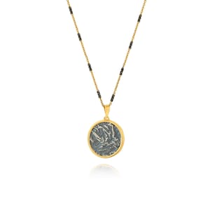 24k Gold Plated Medallion Coin Pendant Necklace, Vintage Inspired Gold Necklace, Dainty Layering Jewelry, Gold Coin Pendant, Gift for Her