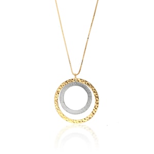 Two-Tone Sterling Silver & 24k Gold Double Circle Necklace