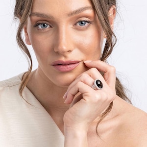 Smoky Quartz Sterling Silver Ring: Handmade Textured Statement Jewelry