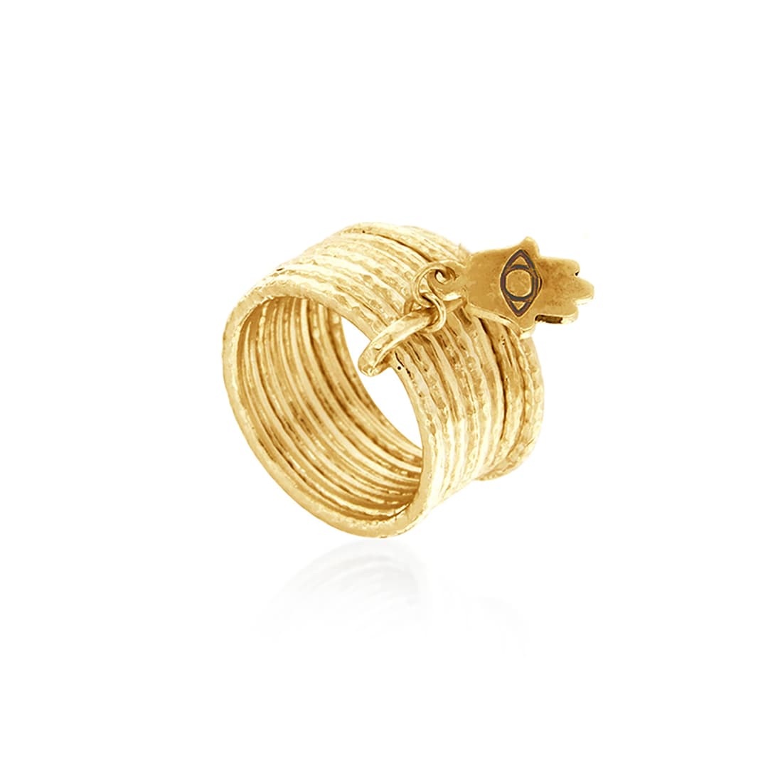 Hand Rings With Gold 24k Gold Plated Hamsa Hand Ring: Sterling Silver Multi Band, Jewish ...