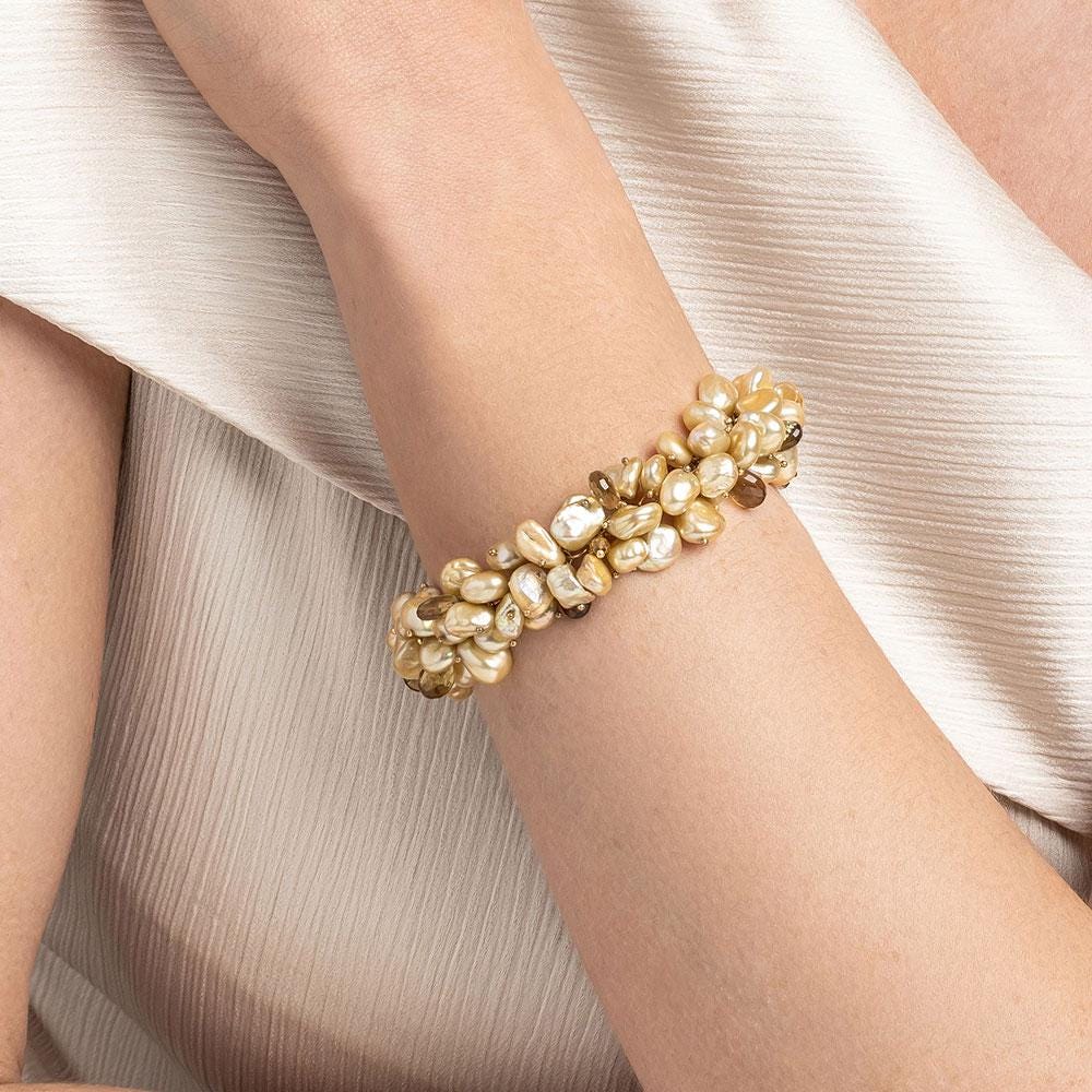 Bracciale in acciaio con perline in tormalina. - Gioielli - Braccia