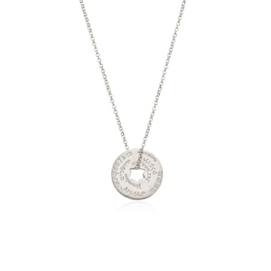 SUPPORT ISRAEL, Silver Star of David Pendant Necklace, Inscribed Jerusalem Pendant, Symbolic Round Pendant, 7 Languages Pendant Necklace