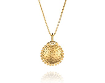 24k vergoldete Spiky Ball Anhänger Halskette: Handgemachtes Sterling Silber,