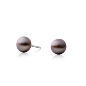 7 mm dunkel lila rosa Taste Süßwasser Perle Ohrstecker Silber Ohrringe, Zuchtperle Ohrringe, klassische Silber Ohrringe, Damen Schmuck