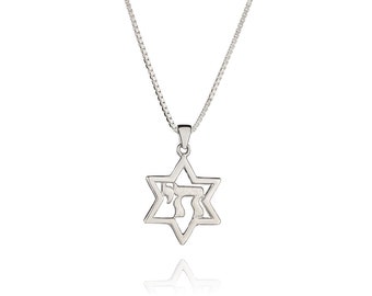SUPPORT ISRAEL, Star Of David Necklace For Men, Chai Pendant, Jewish Necklace, Spiritual Jewelry, Kabbalah Jewelry, Bar Mitzva Gift