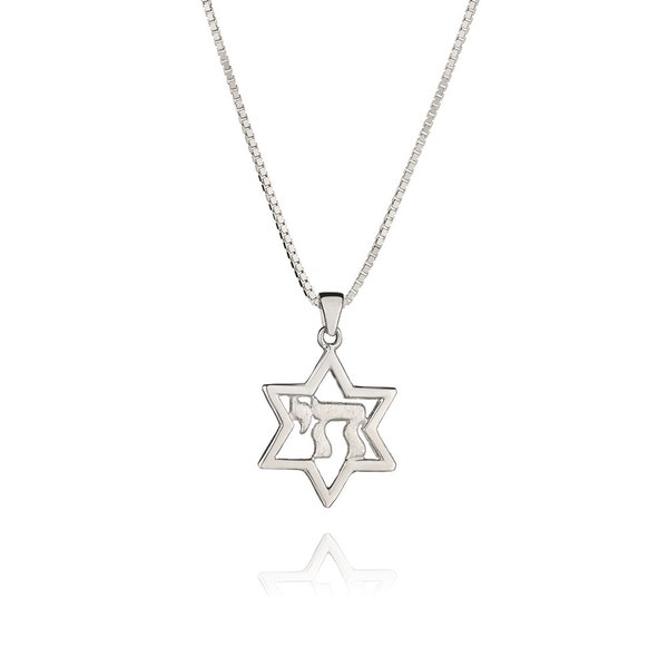 SUPPORT ISRAEL, Star Of David Necklace For Men, Chai Pendant, Jewish Necklace, Spiritual Jewelry, Kabbalah Jewelry, Bar Mitzva Gift, For Men