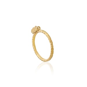 24k Gold Hamsa Hand Ring: Hammered Sterling Silver Band