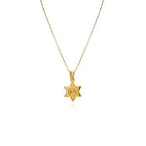 SUPPORT ISRAEL, 24K Gold Plated Star of David Pendant Necklace, Hebrew Zion Word Pendant, Jewish Pendant, Minimalist Necklace, Unisex