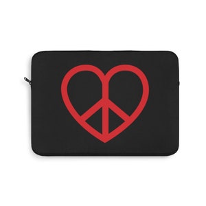 Peace Heart Black Laptop Sleeve