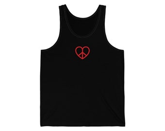 Peace Heart UNISEX Jersey Tank in FOUR Colors