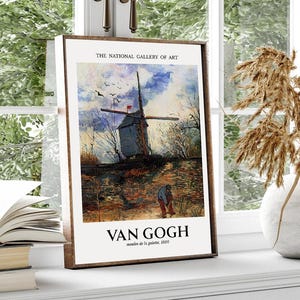 Van Gogh Landschaft mit Windmühle Poster – zeitloses Moulin de la Galette Kunst Wandbild im klassischen Postimpressionismus Stil, ffs055